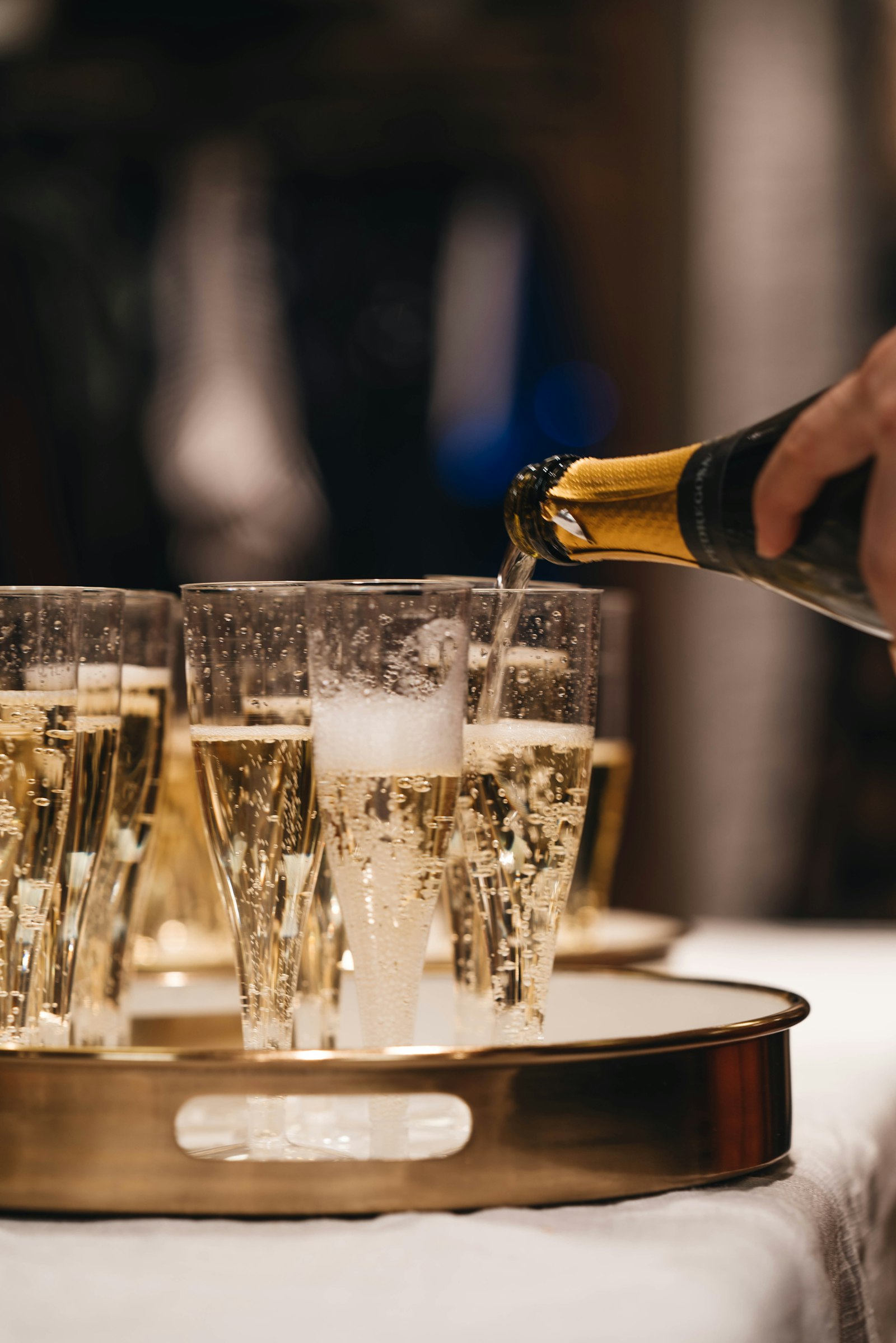 Champagne poured at a celebration